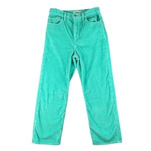 Levi's Ribcage Straight Ankle‎ Pants Womens 28 Mint Green Corduroy High Rise Y2K